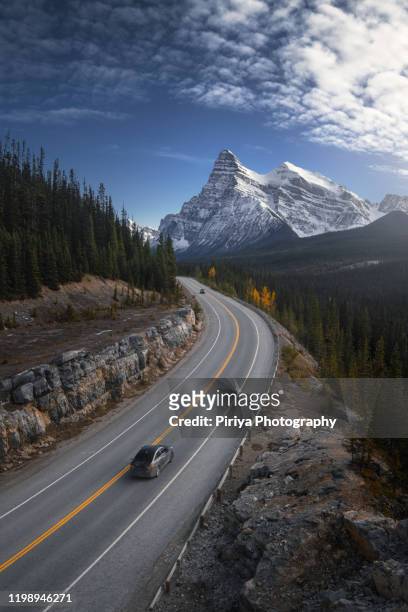 icefield parkway canada - canadian rocky mountains snow stock-fotos und bilder
