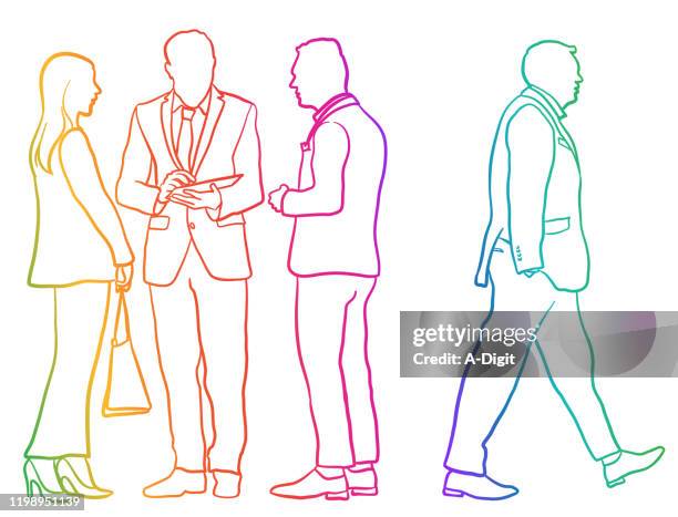 business tablet user rainbow - businessman using digital tablet stock illustrations