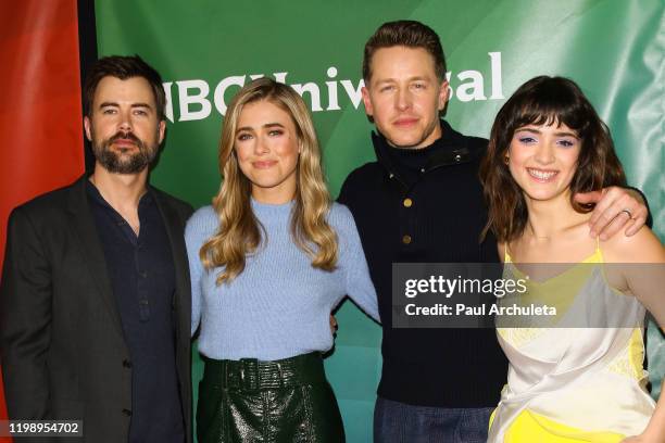 Matt Long, Melissa Roxburgh, Josh Dallas and Luna Blaise attend the 2020 NBCUniversal Winter Press Tour at The Langham Huntington, Pasadena on...