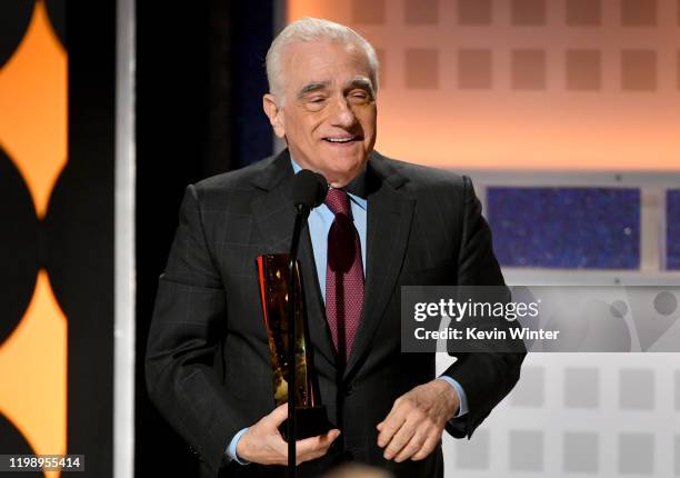 Martin Scorsese accepts Best Director for 'The Irishman' onstage during AARP The Magazine's 19th Annual Movies For Grownups Awards at Beverly...