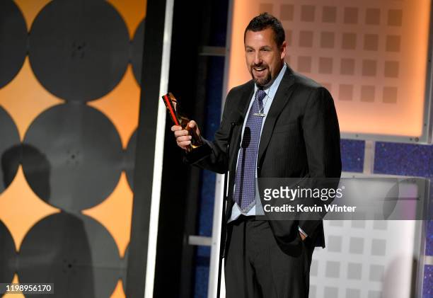 Adam Sandler accepts Best Actor for 'Uncut Gems' onstage during AARP The Magazine's 19th Annual Movies For Grownups Awards at Beverly Wilshire, A...