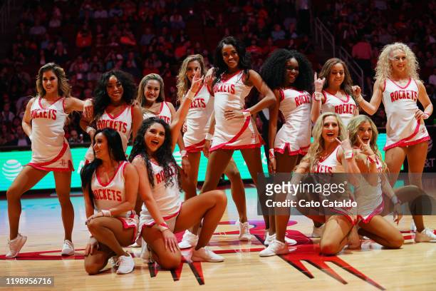 Chicago Bulls dancers performs during halftime on February 04, 2020 at the Toyota Center in Houston, Texas. NOTE TO USER: User expressly acknowledges...