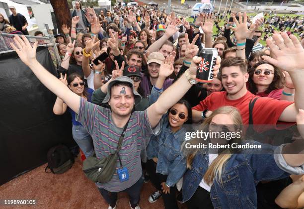 Mac DeMarco poses with fans as he attends 'Grill for Good' on January 12, 2020 in Melbourne, Australia. The event was raised by local musicians to...
