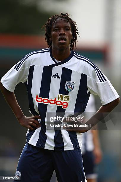 Romaine Sawyers of West Bromwich Albion in action during the pre season friendly match between Rochdale and West Bromwich Albion at Spotland Stadium...