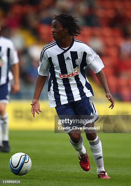 Romaine Sawyers of West Bromwich Albion in action during the pre season friendly match between Rochdale and West Bromwich Albion at Spotland Stadium...