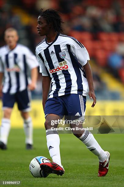 Romaine Sawyers of West Bromwich Albion in action during the pre season friendly match between Rochdale and West Bromwich Albion at Spotland Stadium...