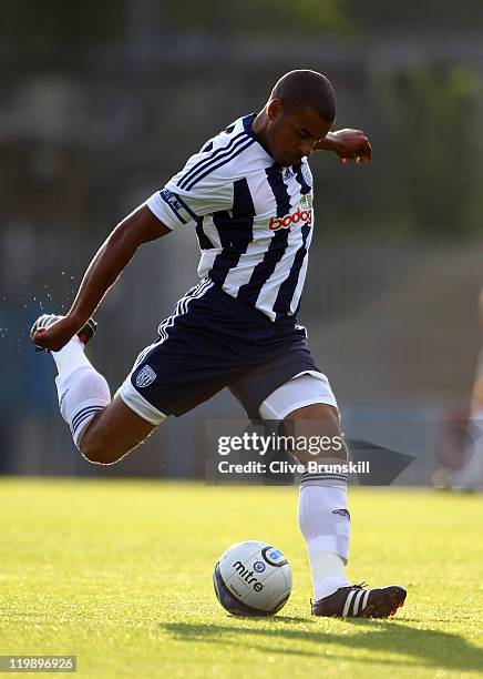 Steven Reid of West Bromwich Albion in action during the pre season friendly match between Rochdale and West Bromwich Albion at Spotland Stadium on...