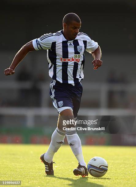Steven Reid of West Bromwich Albion in action during the pre season friendly match between Rochdale and West Bromwich Albion at Spotland Stadium on...