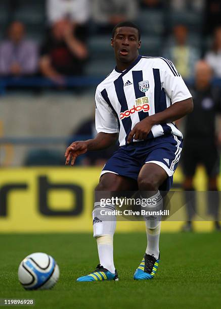 Donervon Daniels of West Bromwich Albion in action during the pre season friendly match between Rochdale and West Bromwich Albion at Spotland Stadium...