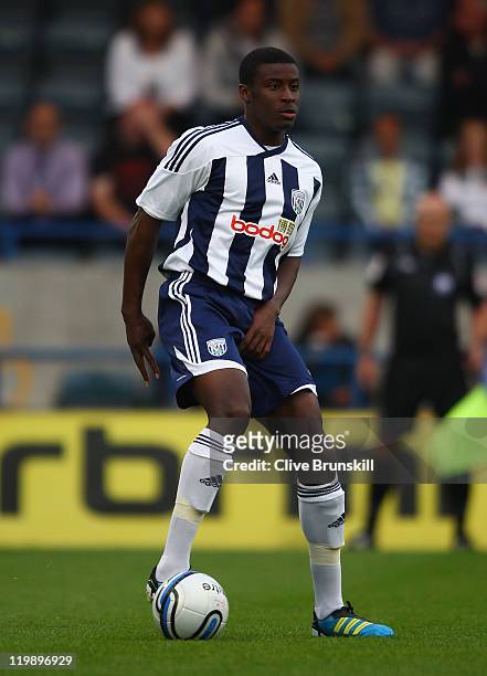Donervon Daniels of West Bromwich Albion in action during the pre season friendly match between Rochdale and West Bromwich Albion at Spotland Stadium...