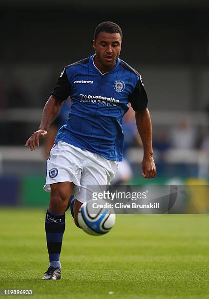 Marcus Holness of Rochdale in action during the pre season friendly match between Rochdale and West Bromwich Albion at Spotland Stadium on July 26,...