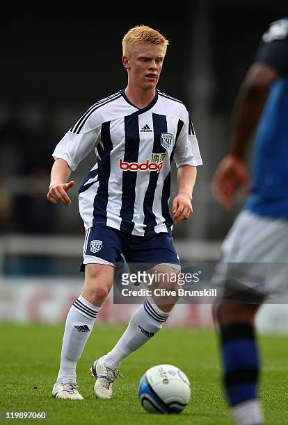 Liam O'Neil of West Bromwich Albion in action during the pre season friendly match between Rochdale and West Bromwich Albion at Spotland Stadium on...