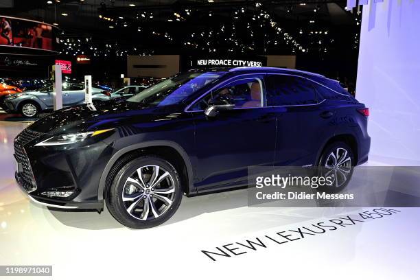 The Lexus RX 450h on display at the Brussels Motor Show on