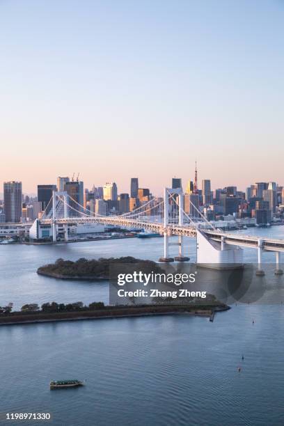 tokyo city view with tokyo bay in odaiba - 東京湾 ストックフォトと画像