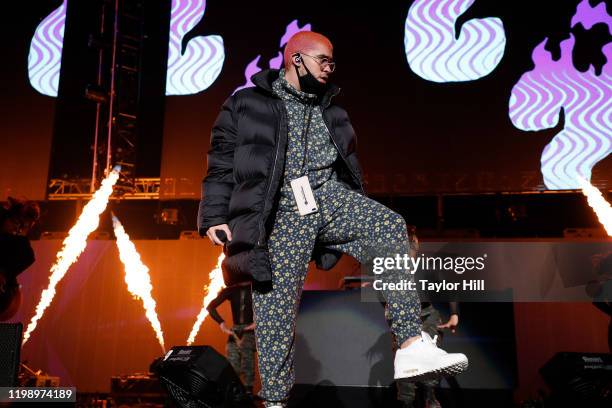 Bad Bunny performs during Mega 96.3 FM Calibash 2020 at Staples Center on January 11, 2020 in Los Angeles, California.