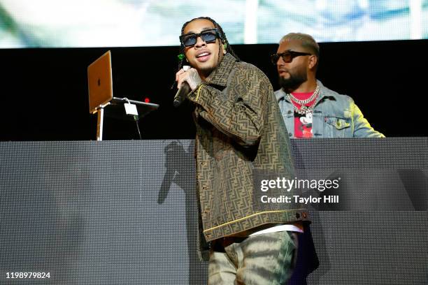 Tyga and Alex Sensation perform during Mega 96.3 FM Calibash 2020 at Staples Center on January 11, 2020 in Los Angeles, California.