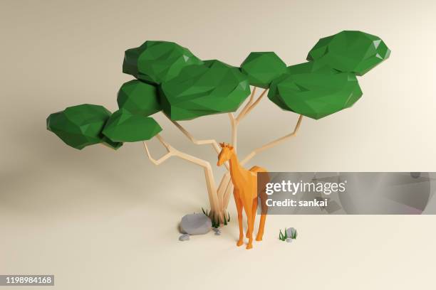 africa. low poly 3d composition of an african wildlife. - animals isometric stock pictures, royalty-free photos & images