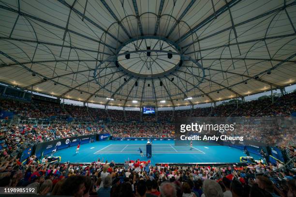 General view of Ken Rosewall Arena during the final singles match between Roberto Bautista Agut of Spain and Dusan Lajovic of Serbia during day 10 of...