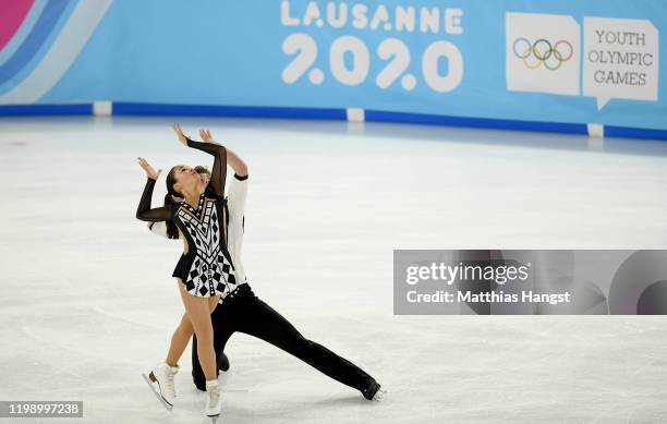 Diana Mukhametzianova and Ilya Mironov of Russia compete in Pair Skating Free Skating during day 3 of the Lausanne 2020 Winter Youth Olympics on...