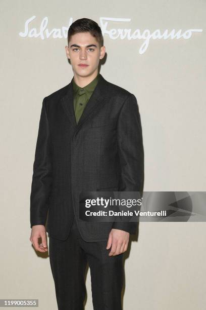 Hero Fiennes Tiffin attends the Salvatore Ferragamo show during Milan Men's Fashion Week Fall/Winter 2020/2021 on January 12, 2020 in Milan, Italy.