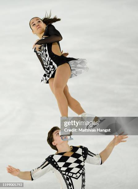 Diana Mukhametzianova and Ilya Mironov of Russia compete in Pair Skating Free Skating during day 3 of the Lausanne 2020 Winter Youth Olympics on...