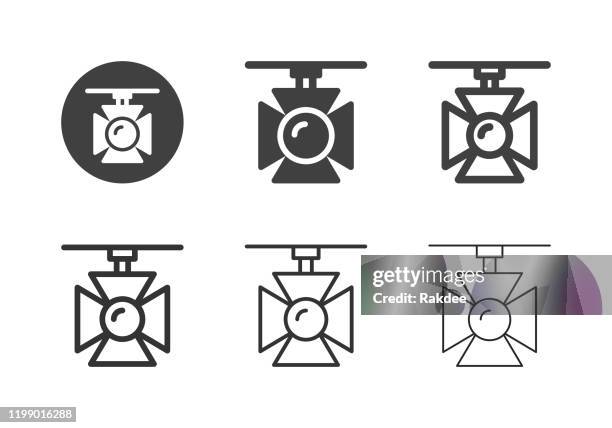 spotlight icons - multi series - flashlight beam stock illustrations