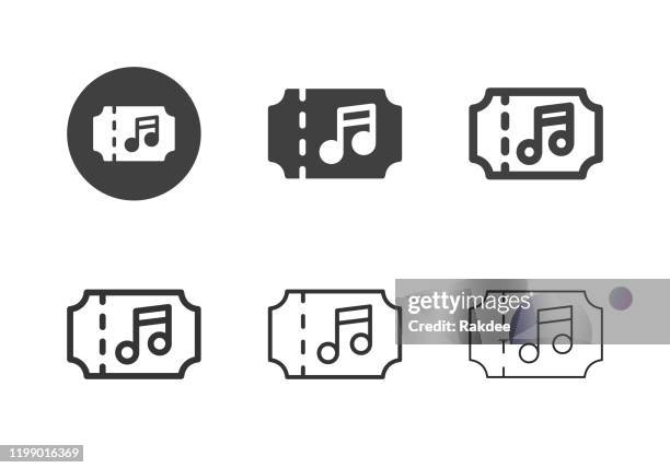 konzertticket icons - multi series - ticket line concert stock-grafiken, -clipart, -cartoons und -symbole