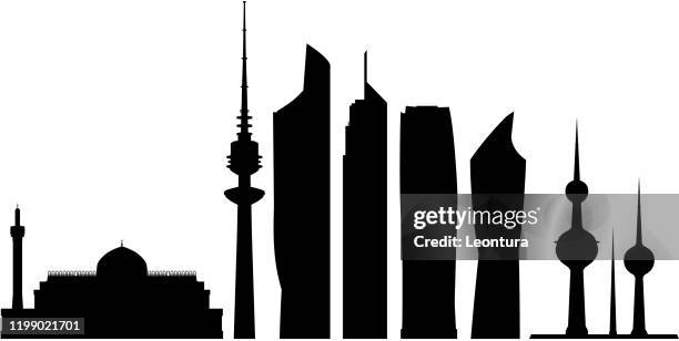 kuwait city buildings - kuwait towers stock illustrations