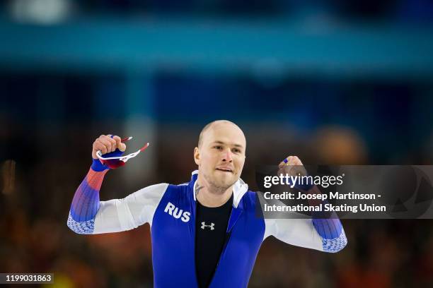 Pavel Kulizhnikov of Russia competes in the Men's 1000m during day 3 of the ISU European Speed Skating Championships at ice rink Thialf on January...