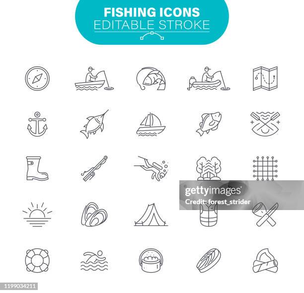 fishing icons - diving stock illustrations