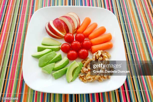 colorful veggies, nuts and fruits - babymorot bildbanksfoton och bilder