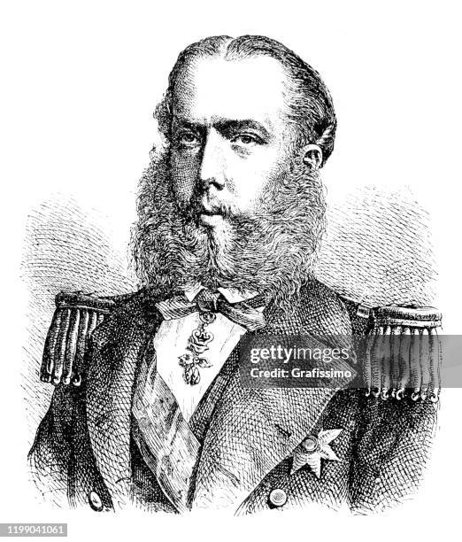 ilustraciones, imágenes clip art, dibujos animados e iconos de stock de maximiliano i monarca del retrato del segundo imperio mexicano - maximiliano i