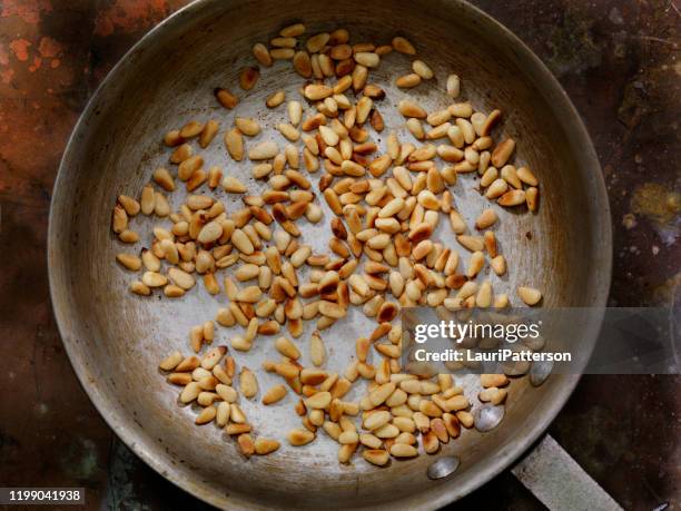 toasted pine nuts - pinion stock pictures, royalty-free photos & images