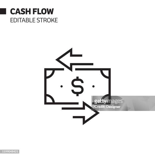 ilustraciones, imágenes clip art, dibujos animados e iconos de stock de icono de línea de flujo de efectivo, ilustración de símbolo vectorial de esquema. píxel perfecto, trazo editable. - cash flow