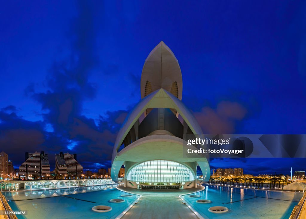 Futuristic architecture illuminated City of Arts and Sciences Valencia Spain