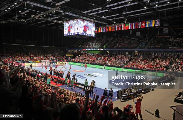 General view of Spektrum Hall during the Men's EHF EURO 2020 group D match between France and Norway at Trondheim Spektrum on January 12, 2020 in...