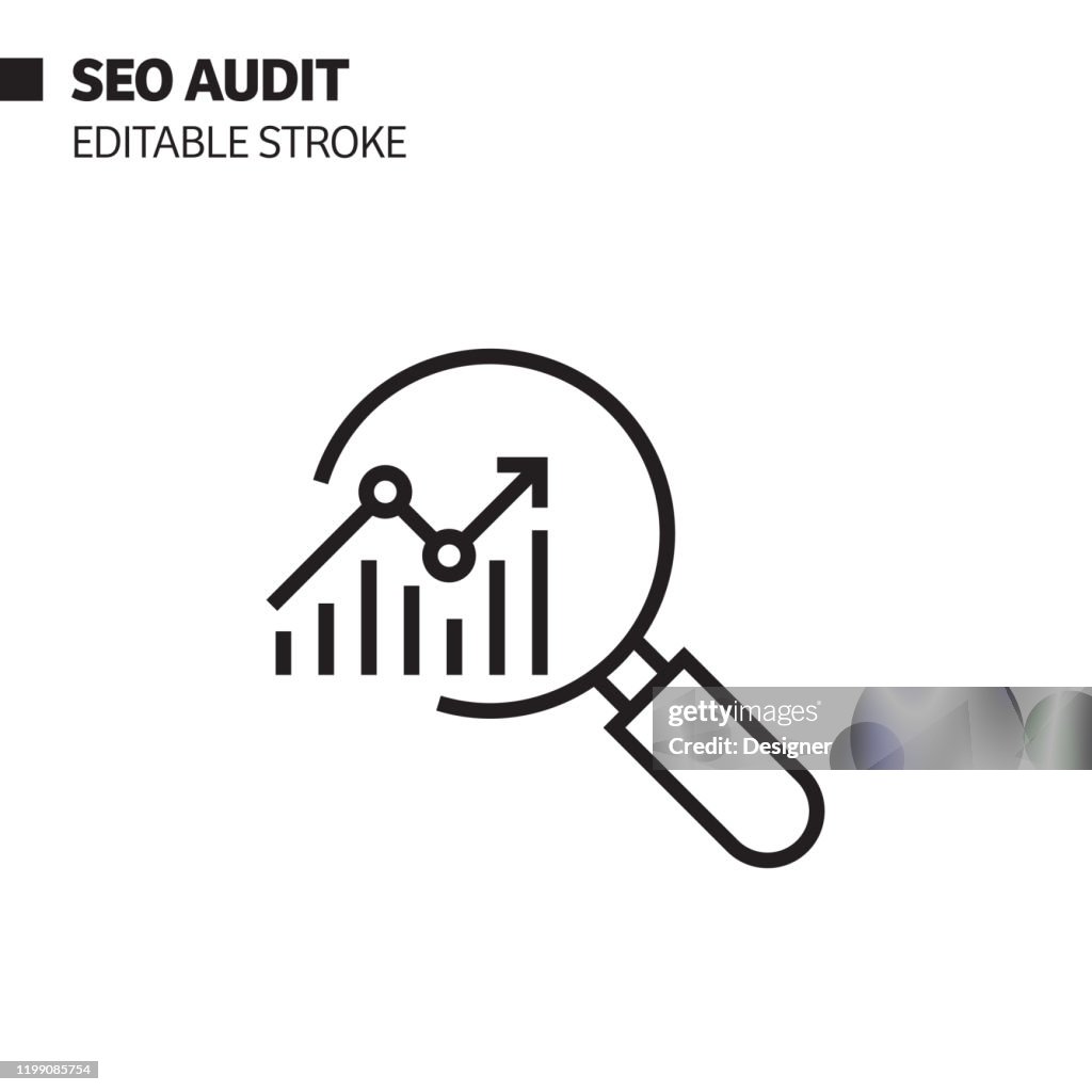 SEO Audit Line Icon, Outline Vector Symbol Illustration. Pixel Perfect, Editable Stroke.