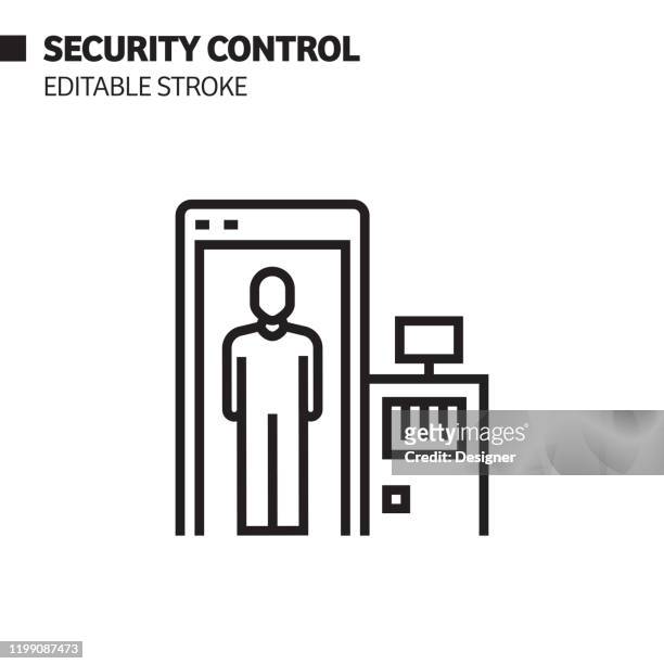 security control line icon, outline vector symbol illustration. pixel perfect, editable stroke. - border control stock illustrations