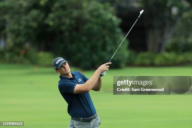 Brendan Steele of the United States plays a shot on the second hole during the final round of the Sony Open in Hawaii at the Waialae Country Club on...