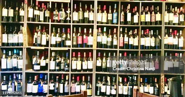 wall of wine - malbec stock pictures, royalty-free photos & images