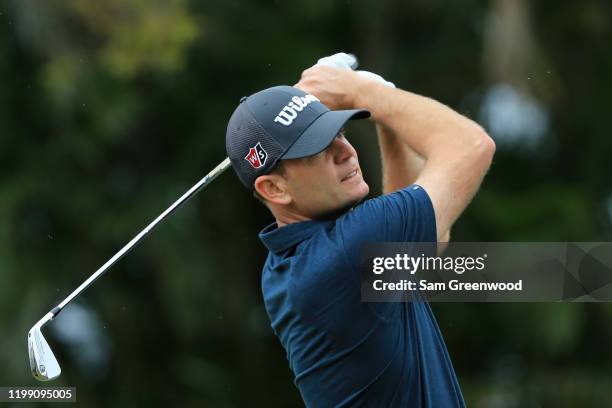 Brendan Steele of the United States plays his shot from the third tee during the final round of the Sony Open in Hawaii at the Waialae Country Club...