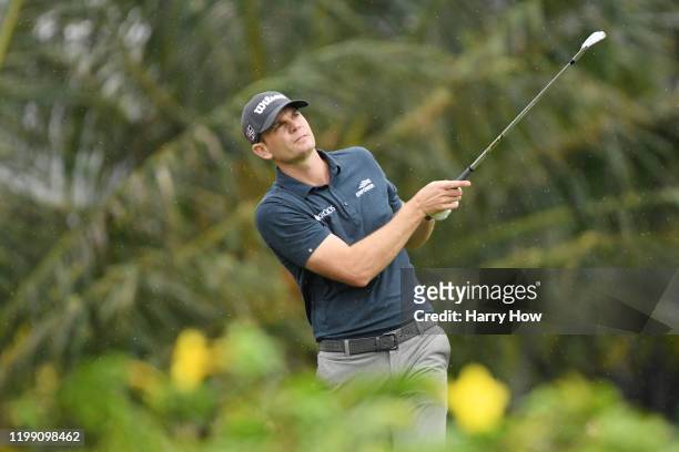 Brendan Steele of the United States plays his shot from the seventh tee during the final round of the Sony Open in Hawaii at the Waialae Country Club...