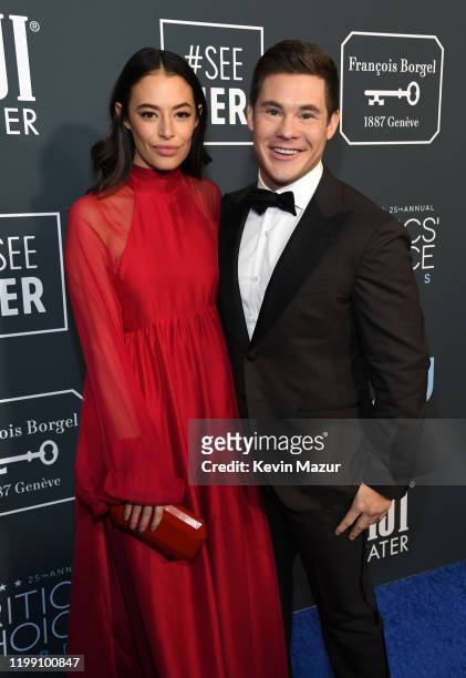 Chloe Bridges and Adam DeVine attend the 25th Annual Critics' Choice Awards at Barker Hangar on January 12, 2020 in Santa Monica, California.