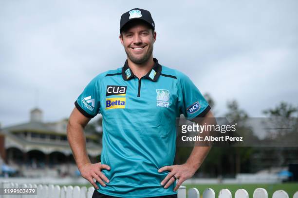 De Villiers poses for photos during a Brisbane Heat BBL media opportunity at Allan Border Field on January 13, 2020 in Brisbane, Australia.