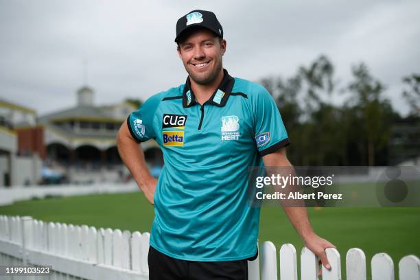 De Villiers poses for photos during a Brisbane Heat BBL media opportunity at Allan Border Field on January 13, 2020 in Brisbane, Australia.