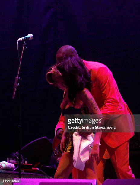Amy Winehouse performs live at Kalemegdan Park on June 18, 2011 in Belgrade, Serbia. This was the singer's last live concert performance before her...