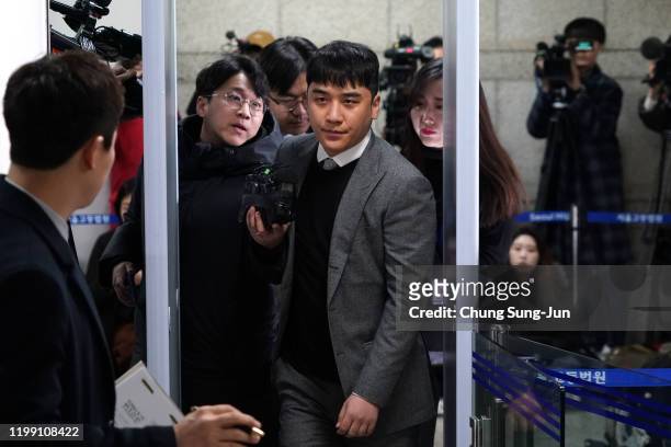 Lee Seung-hyun, better known as Seungri, arrives for a hearing at the Seoul Central District Court on January 13, 2020 in Seoul, South Korea. The...