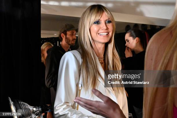 Heidi Klum appears backstage at TRESemme x Christian Siriano show during NYFW on February 06, 2020 in New York City.