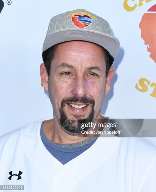 Adam Sandler attends California Strong Celebrity Softball Game at Pepperdine University Baseball Field on January 12, 2020 in Malibu, California.