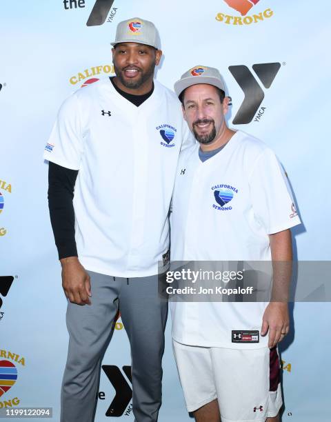 Robert Horry and Adam Sandler attend California Strong Celebrity Softball Game at Pepperdine University Baseball Field on January 12, 2020 in Malibu,...